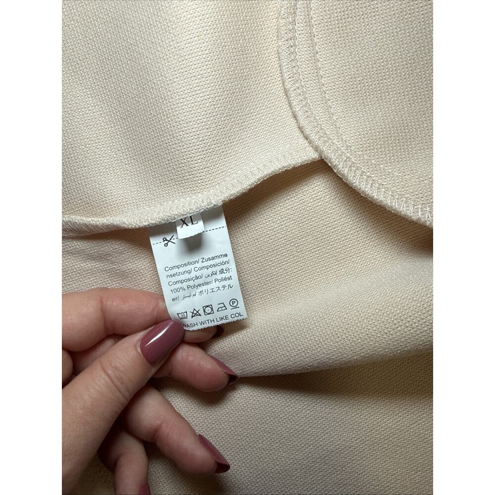 Womens Cream One Button Collared Coat Jacket Blazer Oversize Size XL Pockets EUC - Picture 8 of 13
